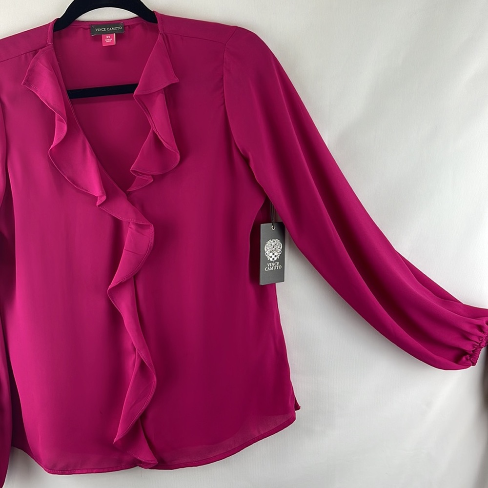 Ruffle Neck Long Sleeve Georgette Blouse - Picture 3 of 12